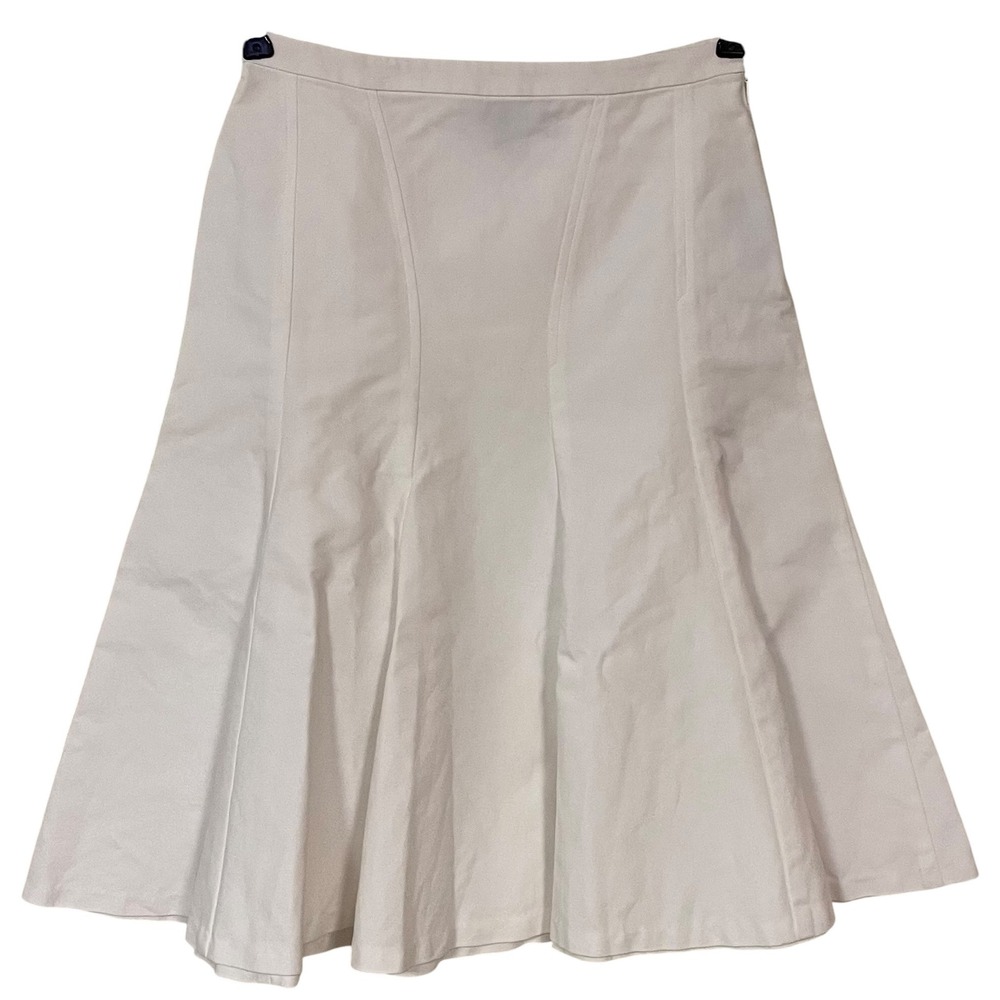 Ralph Lauren Black Label White Cotton Paneled A Line Midi Skirt Preppy Luxury 2